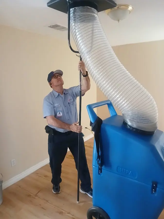Mini Split Installation technician using HEPA equipment in Oakland
